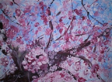 Картина под названием "En fleurs" - Gisèle Dalla Longa, Подлинное произведение искусства, Акрил Установлен на Деревянная пан…