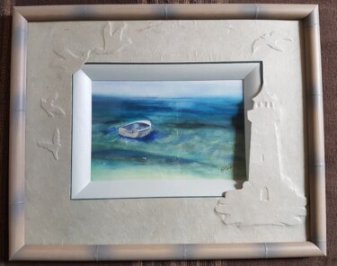 Peinture intitulée "Le phare aux mouett…" par Gisele Hamon, Œuvre d'art originale, Aquarelle Monté sur Carton
