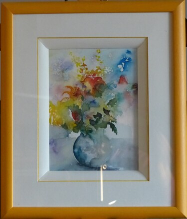 Painting titled "Un bouquet d'émotio…" by Gisele Hamon, Original Artwork, Watercolor Mounted on Cardboard