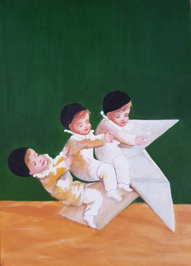 Malerei mit dem Titel "Jeux d’enfants, les…" von Gisele Hamon, Original-Kunstwerk, Öl