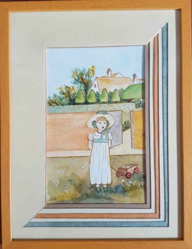 Malerei mit dem Titel "Mary, d’après Kate…" von Gisele Hamon, Original-Kunstwerk, Aquarell Auf Karton montiert