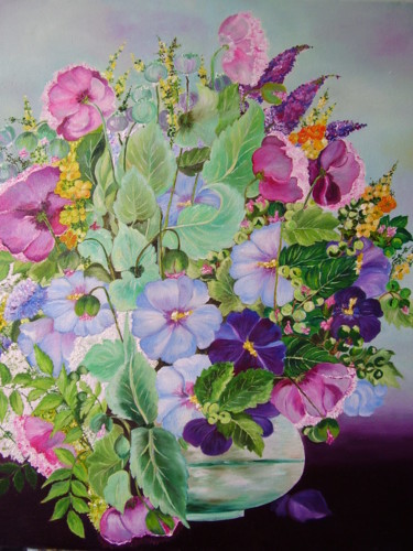 Картина под названием "bouquet-champ.jpg" - Gisele Perron, Подлинное произведение искусства, Масло