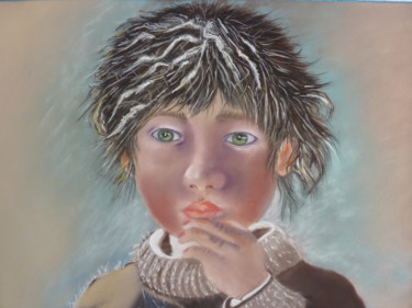 "enfant barbouillé" başlıklı Resim Gisele Perron tarafından, Orijinal sanat, Pastel
