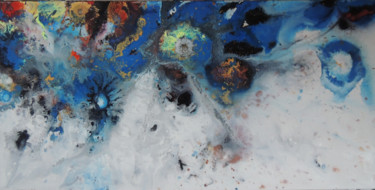 Peinture intitulée "artifices bleus" par Gisele Ceccarelli, Œuvre d'art originale, Acrylique Monté sur Châssis en bois