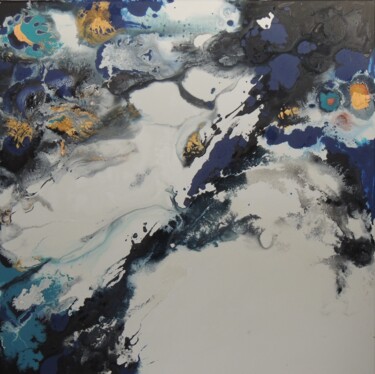 Peinture intitulée "espace bleu numéro 2" par Gisele Ceccarelli, Œuvre d'art originale, Acrylique Monté sur Châssis en bois