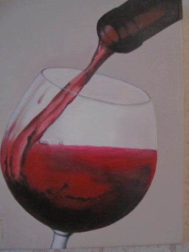Painting titled "vin versé" by Gismond, Original Artwork, Oil