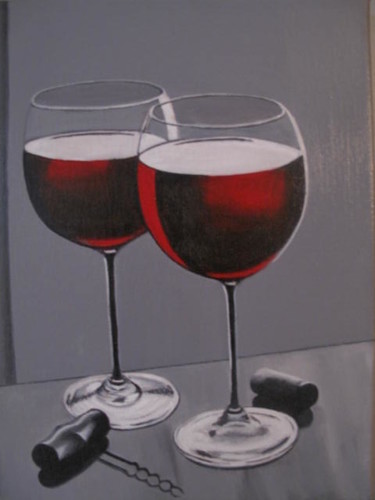 Peinture intitulée "duo de verres" par Gismond, Œuvre d'art originale, Huile Monté sur Châssis en bois