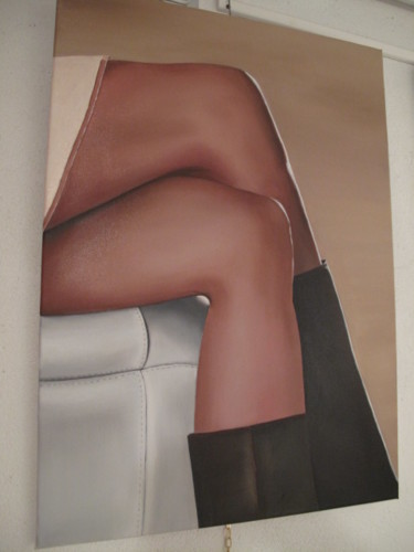 Painting titled "Jolies bottes" by Gismond, Original Artwork, Oil Mounted on Wood Stretcher frame