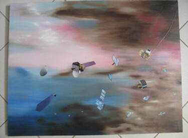 Painting titled "l'Espace" by Gismond, Original Artwork, Oil Mounted on Wood Stretcher frame