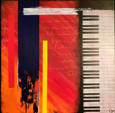 Schilderij getiteld "Abstrait piano" door Gisèle Rodrigues, Origineel Kunstwerk, Acryl