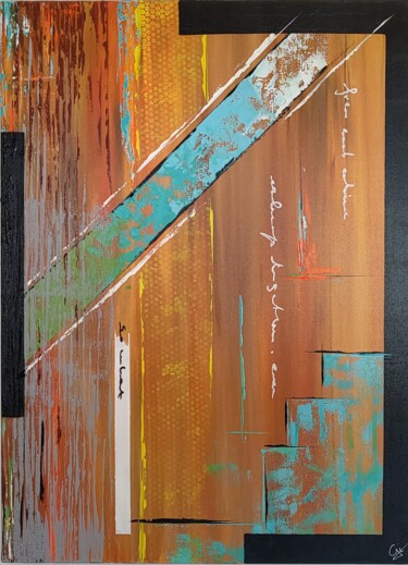 Картина под названием "Abstrait couleurs" - Gisèle Rodrigues, Подлинное произведение искусства, Акрил