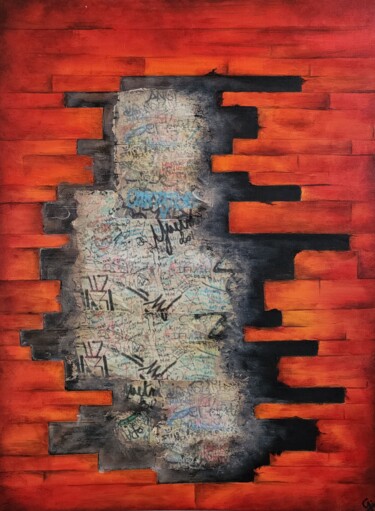 Malerei mit dem Titel "Mur Berlin" von Gisèle Rodrigues, Original-Kunstwerk, Acryl