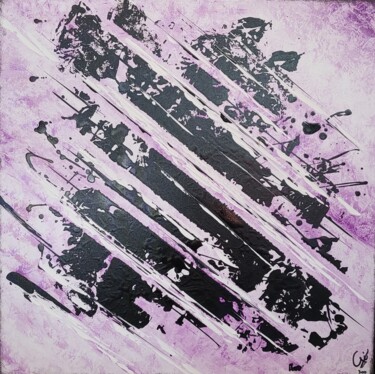 Painting titled "Abstrait violet et…" by Gisèle Rodrigues, Original Artwork, Acrylic