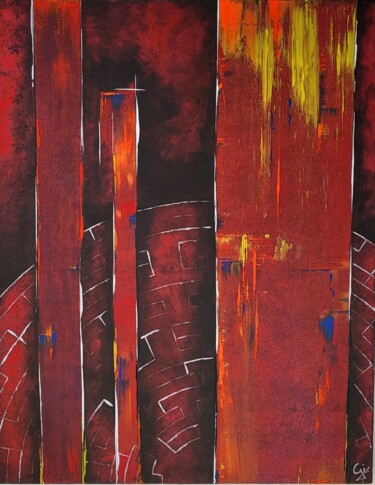 Malerei mit dem Titel "Labyrinthe" von Gisèle Rodrigues, Original-Kunstwerk, Acryl