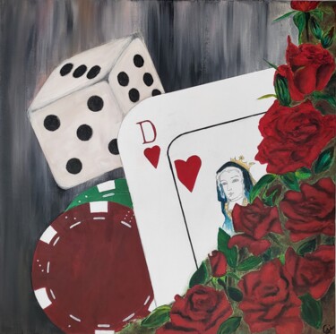 Painting titled "Dame de coeur" by Gisèle Rodrigues, Original Artwork, Acrylic