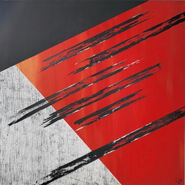 Painting titled "Abstrait rouge et m…" by Gisèle Rodrigues, Original Artwork, Acrylic