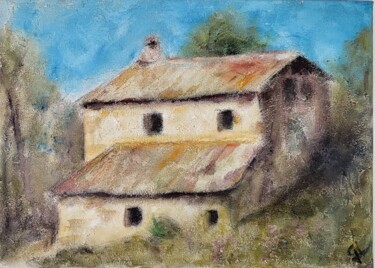 Painting titled "Ferme de campagne" by Gisèle Rodrigues, Original Artwork, Acrylic