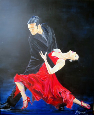 Painting titled "tango-passion-huile…" by Gisella Michel Avignone-Rossa, Original Artwork, Oil