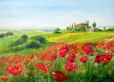 Peinture intitulée "rouge-coquelicot-33…" par Gisella Michel Avignone-Rossa, Œuvre d'art originale, Huile