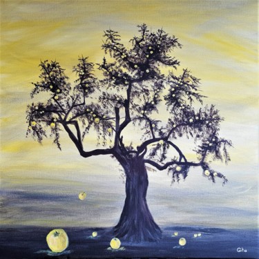 Malerei mit dem Titel "Les Pommes d'or" von Gita Devanthéry, Original-Kunstwerk, Acryl