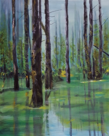 Painting titled "Forêt inondée" by Gita Devanthéry, Original Artwork, Acrylic