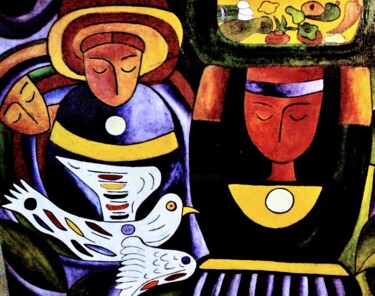 Painting titled "Vida Maya" by Georg Kiehn, Original Artwork, Oil