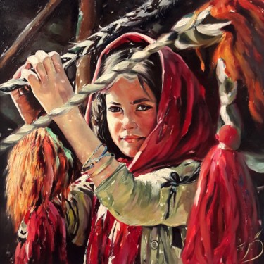 Картина под названием "The rope of hope" - Giti Tayebi, Подлинное произведение искусства, Масло
