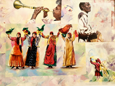 Peinture intitulée "High jinks" par Giti Tayebi, Œuvre d'art originale, Huile Monté sur Châssis en bois
