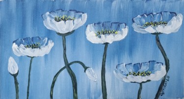 Pintura intitulada "Poppy Flowers" por Gitika Singh, Obras de arte originais, Acrílico Montado em Vidro