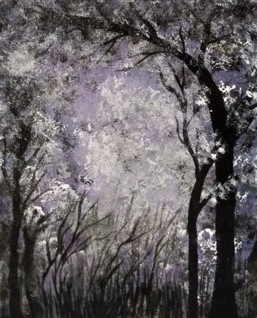 Картина под названием "Fantasy Forest" - Gitika Singh, Подлинное произведение искусства, Акрил Установлен на Деревянная рама…