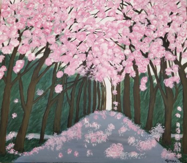 Painting titled "Cherry Blossom" by Gitika Singh, Original Artwork, Acrylic