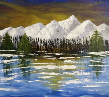 Malarstwo zatytułowany „Snow Mountains” autorstwa Gitika Singh, Oryginalna praca, Akryl