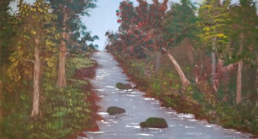 Painting titled "Woodland Stream" by Gitika Singh, Original Artwork, Acrylic