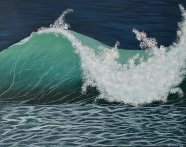 Painting titled "Ocean Wave" by Gitika Singh, Original Artwork, Acrylic Mounted on Wood Stretcher frame