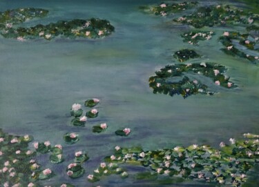 Painting titled "Water Lily Pond" by Gitika Singh, Original Artwork, Acrylic