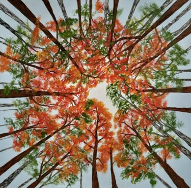 Peinture intitulée "Autumn Forest" par Gitika Singh, Œuvre d'art originale, Acrylique
