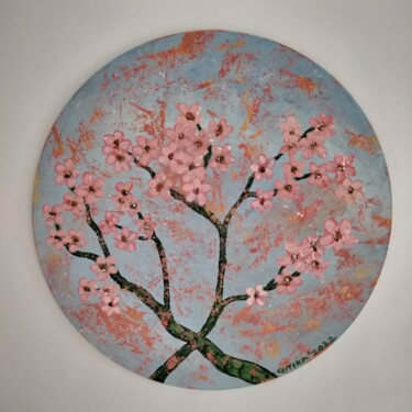 Schilderij getiteld "Cherry Blossom Flow…" door Gitika Singh, Origineel Kunstwerk, Acryl