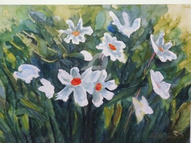 Malerei mit dem Titel "Blumenwiese 1" von Gitty Amani, Original-Kunstwerk, Öl