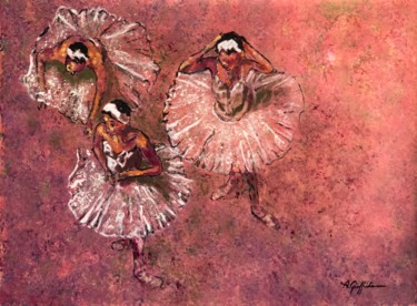Malerei mit dem Titel "Trio de ballerines" von Antoine Giuffrida, Original-Kunstwerk, Öl