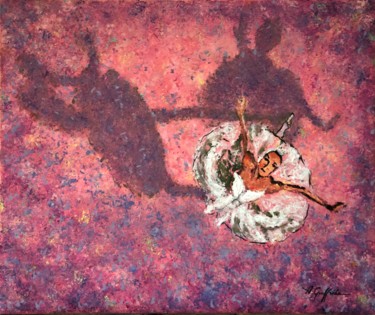 Malerei mit dem Titel "Swan Lake" von Antoine Giuffrida, Original-Kunstwerk, Öl