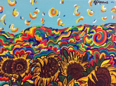 Ζωγραφική με τίτλο "Sunflowers" από Giulia Chiaranz, Αυθεντικά έργα τέχνης, Τέμπερα