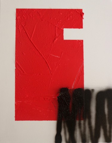 Peinture intitulée "Red gommace" par Julia Jergh, Œuvre d'art originale, Acrylique