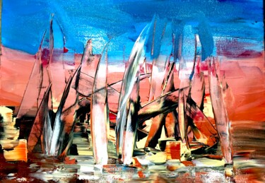 Peinture intitulée "Soleil Dans Mer" par Giulia Pintea, Œuvre d'art originale, Acrylique