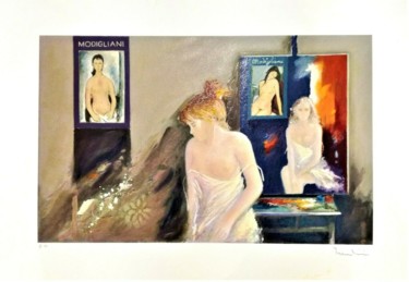 Pittura intitolato "Omaggio  Modigliani" da Giuliano Trombini, Opera d'arte originale, Acrilico