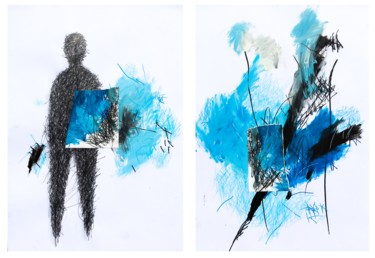 Painting titled "" Blue Diptych"" by Giulio Benatti, Original Artwork, Oil