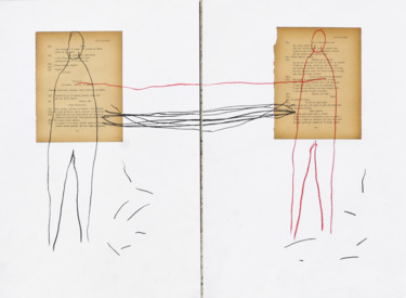 Zeichnungen mit dem Titel ""Corversation"" von Giulio Benatti, Original-Kunstwerk, Pastell