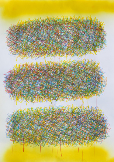 Malerei mit dem Titel ""yellow"" von Giulio Benatti, Original-Kunstwerk, Graphit