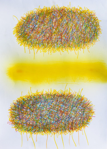 Pintura titulada ""yellow" 2" por Giulio Benatti, Obra de arte original, Grafito