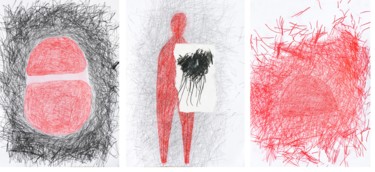 Tekening getiteld ""triptych" (8-21)" door Giulio Benatti, Origineel Kunstwerk, Pastel