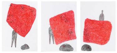 Drawing titled ""Triptych (24-8-21)" by Giulio Benatti, Original Artwork, Pastel